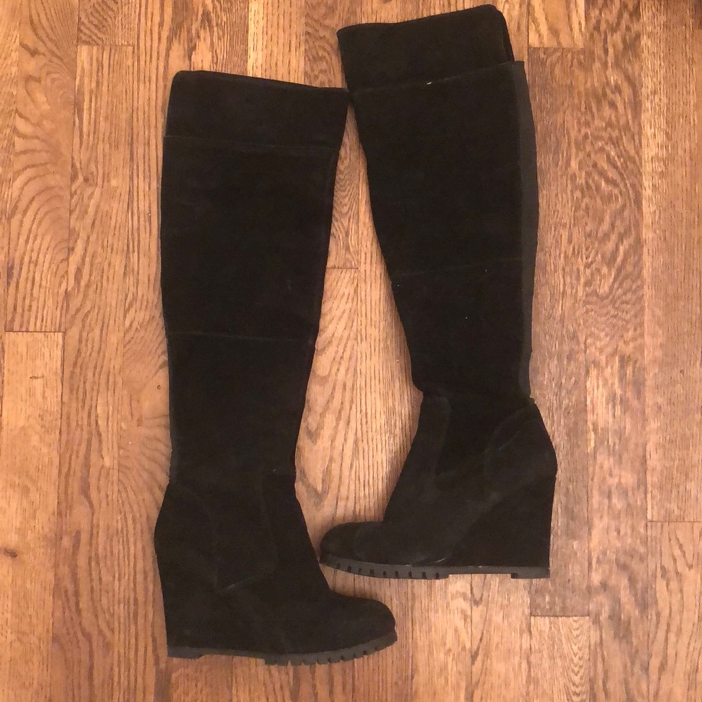 Black Suede Over The Knee Boots